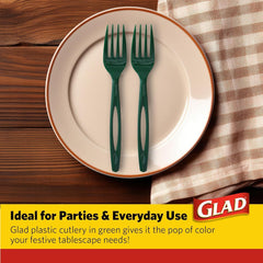 Glad Clear Plastic Forks, Heavy Duty Disposable Cutlery Set, Standard Size, Clear Disposable Fork, Bulk Pack of 70 - Perfect for Parties, Camping, and Everyday Use