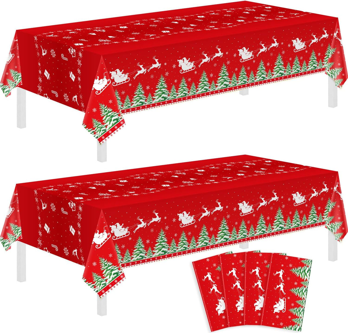 4 Pcs Christmas Tablecloth Xmas Table Cover Winter Snowflake Tablecloth Plastic Reindeer Table Cloths Christmas Tree Party Decorations Snowman Xmas Party Decor Holiday Birthday Supplies 86 x 51 Inch