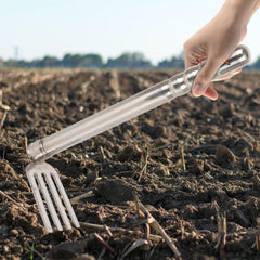 Gardening Hand Tiller Tool Stainless Steel Cultivating Tool Multipurpose Length 38.5cm for Transplanting Rust Resistant, Hoe and Rake