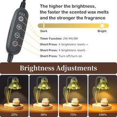 Flower Candle Warmer Lamp with Timer,Dimmable Candle Lamp Warmer,Adjustable Height Candle Warmer for All Jar Candles,Bedroom Living Room Home Decor Aesthetic Christmas Birthday Gifts (Morning Glory)