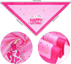 Dog Birthday Bandana Scarf and Hat with Number for Dog Birthday Party (Pink)