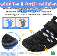 Kids Barefoot Shoes Boys Girls Footwear Toddler Shoes Wide Toe Box Hiking Flexible Zero Drop Sole Minimalist Sneakers Lightweight Breathable Slip On Running Tennis for Indoor Outdoor Little Big Kid