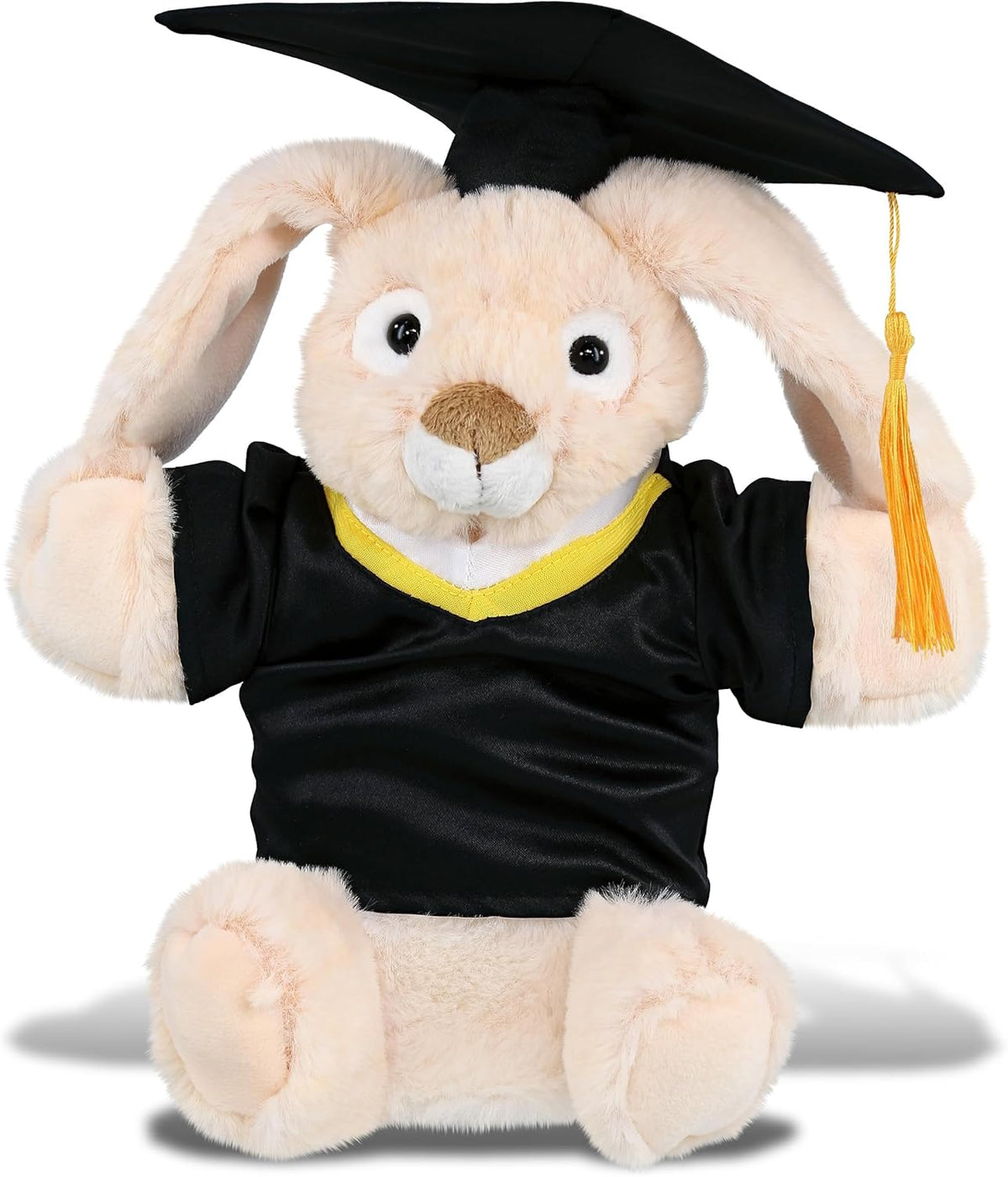 DolliBu Rabbit Graduation Plush Toy - Super Soft Plush Graduation Hand Puppet Animal Dress Up with Gown and Cap with Tassel Outfit - Congratulatory Graduation Gift with Personalization - 9 Inch