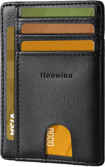 Hoewina Wallet for Men, Credit Card Holder, Slim Minimalist Wallet, Front Pocket RFID Blocking Leather Thin Wallet for Men and Women(Cross Black)