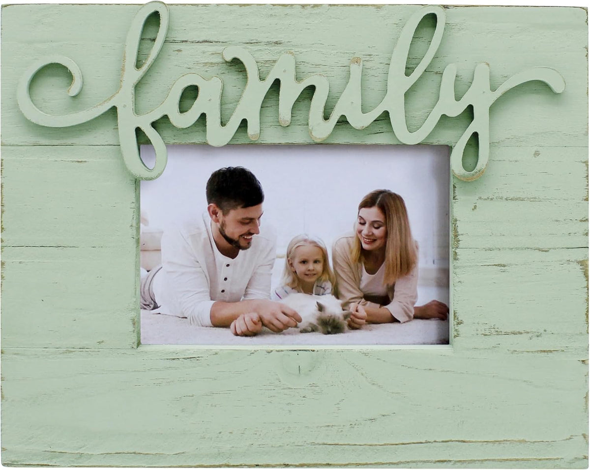 CVHOMEDECO. 6x4 Picture Frame Made of Solid Wood High Definition Glass Family Designs Photo Frame for Tabletop Display and Wall Mounting (Distress Teal)