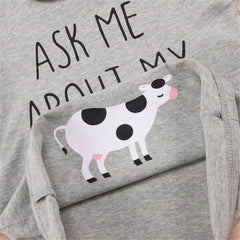 Boys Ask Me About My Mooo Cow T-Shirt Toddler Cowboy Short Sleeve Tee Tops Kids Boy Funny Summer T Shirts