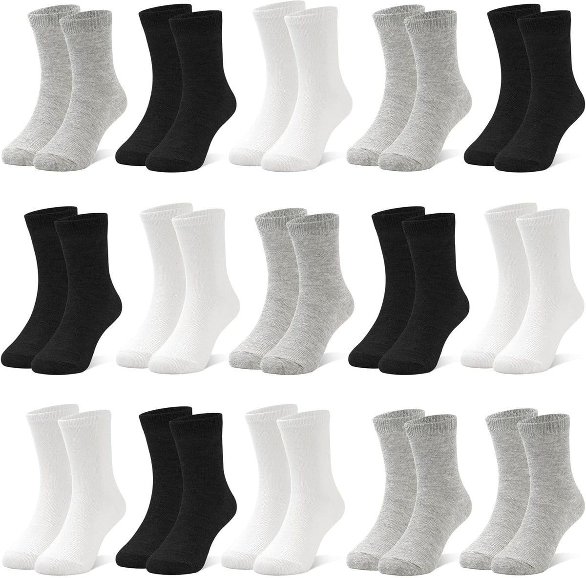 15 Pairs Toddler Socks Kids Crew Mid Calf Dress Socks for Boys Girls Children 1-13 Years