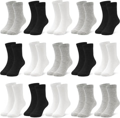 15 Pairs Toddler Socks Kids Crew Mid Calf Dress Socks for Boys Girls Children 1-13 Years