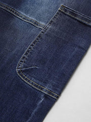 Flamingals Straight Leg Button Fly Jeans for Women Multi Pocket Mid Rise Jeans Without Belt Denim Pants