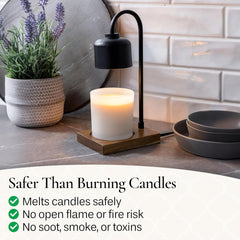 Candle Warmers Etc. White & Wood Arched Lamp – for Top-Down Warming & Flame-Free Fragrance