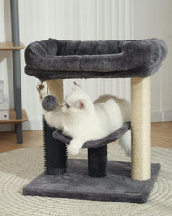 Hoopet cat Tree Tower,cat Scratching Post for Indoor Cats,Featuring with Super Cozy Perch,Cat Self Groomer and Interactive Dangling Ball Great for Kittens and Cats