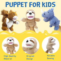 Hand Puppets Bear Puppet,10" Animal Hand Puppets for Kids, Hand Puppet for Toddlers 1-3 and Kids with Movable Mouth,Sloth Stuffed Animal Plush Puppets Toy Gift for Interactive Storytelling