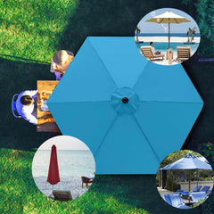 Sun Umbrella Replacement Canopy Cloth, Garden Patio Parasol Canopy Fabric Cover, Water Resistant Market Table Umbrella Replacement Top Canopy, 6 Arms(Topaz,2.5m/8ft)