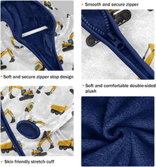 CHIFIGNO Construction Trucks Excavators White Toddler Boy Winter Coat Warm Fall Jacket for Toddler 3T