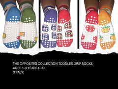 MIXIN ITUP Kids Crew Socks - Opposites Collection-3 Pairs-Sizes Toddlers 1-3 with Grips Only. Ages 3-6, 6-9 Years.