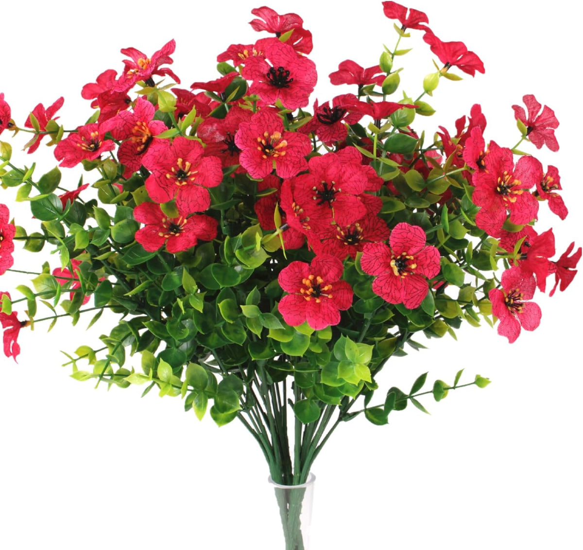 4 Pieces Artificial Flowers Bushes Artificial Violet Flowers UV Resistant Fake Flowers Faux Plants for Outdoor Garden Porch Window Box Patio Yard Decorating (Purple)