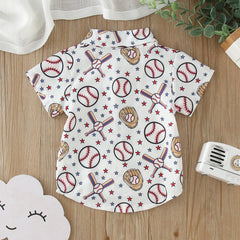 Toddler Boys Short Sleeve Cartoon Baseball Prints Gentleman T Shirt Tops Muscle Tops Boys