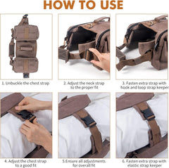 Dog Hiking Backpack, Lightweight Backpack Harness with Leash Side Pockets and Adjustable Strap Travel Camping Saddle Bag Rucksack for Medium & Large Dog (Large, Khaki)