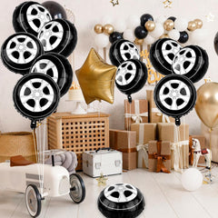 8 Pcs Wheel Tire Balloons 18 Inch Racing Wheels Foil Balloons for Boys Kids Birthday Party Decorations Race Car Themed Party Supplies