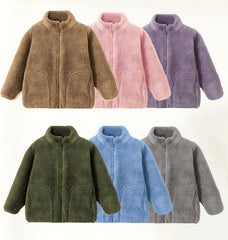 CECORC Mommy and Me Fleece Jacket for Boys and Girls, Soft & Cozy Full-Zip Flannel Coat, Winter Warm Stand-Collar Outerwear