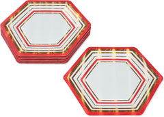Papyrus Dinner Plates, Gold & Red Stripes (8-Count)