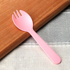 100 Pieces Plastic Spoon Forks, Premium Disposable Forks Cutlery for Parties Picnics Camping Family Gatherings (Pink)