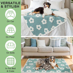 BEAUTYZOO Waterproof Dog Blankets for Small Dogs Washable- Reversable Dog Blanket for Furniture, Sofa, Couch, Crate, Car- Soft Sherpa Dog Throw Plush Pet Bed Blanket Cat Puppy Kitten, 24"x32" Blue