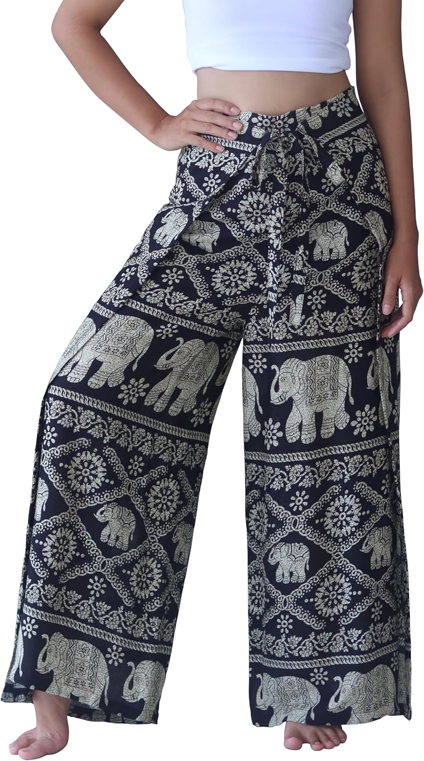 Full Funk Rayon Drive in Wrap Pants Legs Open or Tied Loose Fit in Mixed Artworks