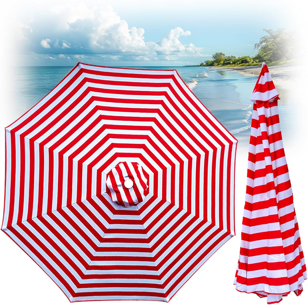 300CM/9.8FT Patio Umbrella Replacement Canopy 8 Ribs, Outdoor Umbrella Canopy 230CM/7.5FT 270CM/8.8FT Table Market Yard Umbrella Replacement Top Cover For Backyard Garden Beach Patio