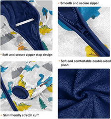 CHIFIGNO Cute Dinosaurs White Boy Zip up Jacket Light Comfy Sweatshirt Jacket 3T