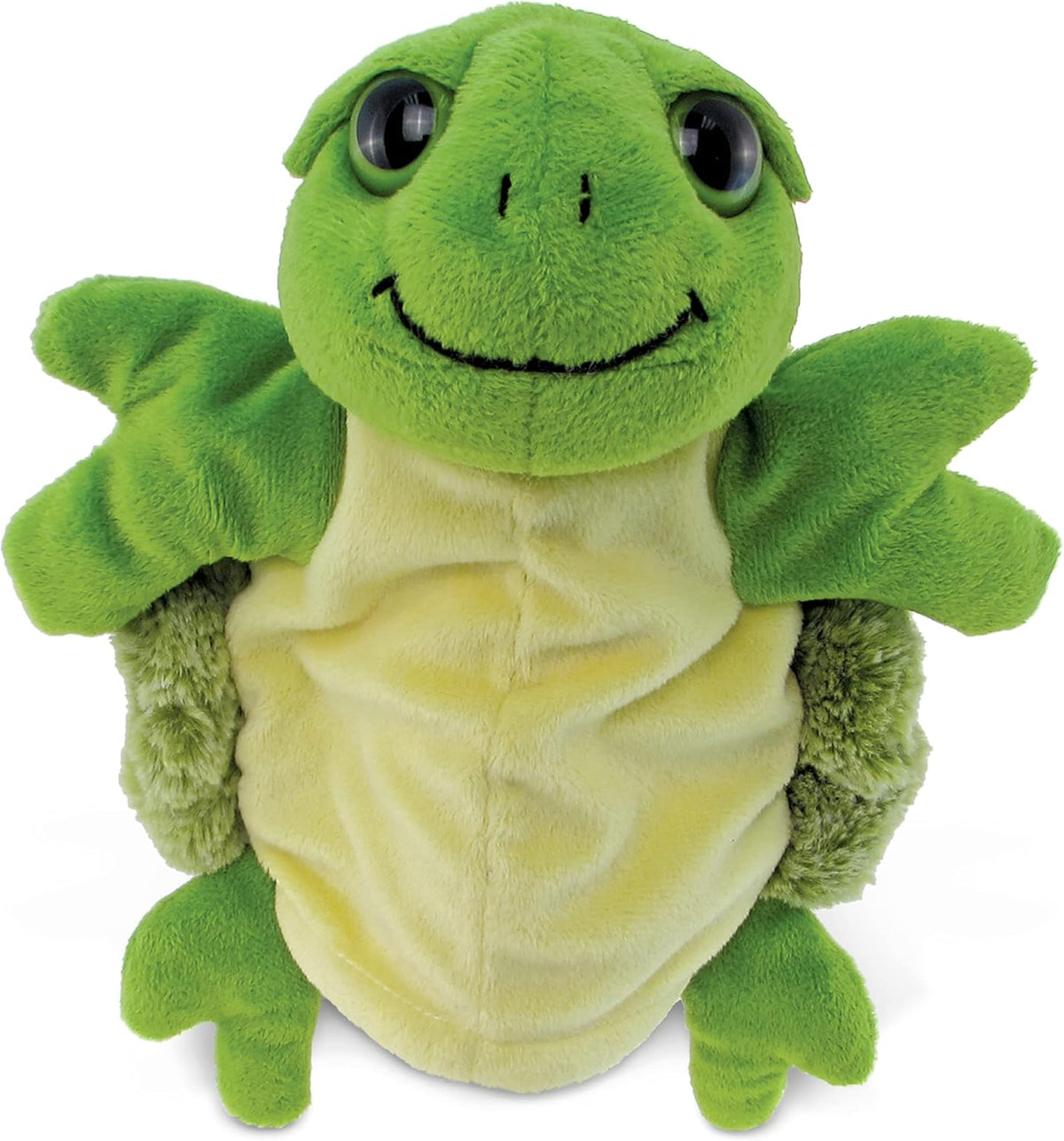 DolliBu Sea Turtle Hand Puppet - Super Soft Stuffed Animal Hand Puppets for Kids, Educational Hand Puppet Plush Toy for Kids and Adults, Ocean Life Animal Puppet for Teaching and Puppet Show - 10 Inch