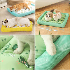 Cooling Bed Antiskid Puppy Cool Pad Cartoon Cooling Cushion Kennel Pad for Small Dogs Dogs Sleeping Cold Mat