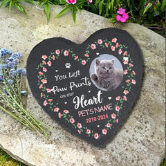 Cowcute Personalized Dog Memorial Stone, Customized Dog Memorial Gifts for Loss of Dog, Custom Pet Memorial Stone for Dog Mom Cat Owner, Garden Pet Grave Markers Headstone, Heart Shaped