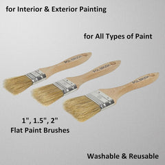1 Inch Flat Paint Brush - High European Quality - Natural Bristles - for Home, Wood, Walls, Art, Trim & Furniture - for Acrylic, Oil, Stain, Chalk & Latex Paints