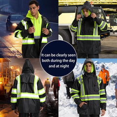 SRsafety High Visibility Rain Gear, Class 3 High Visibility Work Rain Gear for Men, Construction Rain Suits