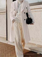 IDEALSANXUN Womens Long Wool Coats Fall Winter Double Breasted Trench Coat Peacoat