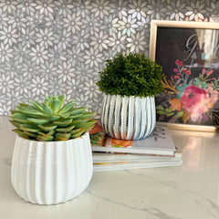 Admired By Nature 4" Ceramic Flower Planter Pot Decorative Planter for Indoor Plant Succulent Home Décor, Lightweight, Rose Gold