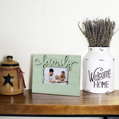 CVHOMEDECO. 6x4 Picture Frame Made of Solid Wood High Definition Glass Family Designs Photo Frame for Tabletop Display and Wall Mounting (Distress Teal)