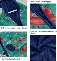 CHIFIGNO Cartoon Astronauts Toddler Snow Jacket, Toddler Boys Zip up Jacket Thick for Fall Winter Spring 3T