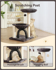 HOOPET Cat Tree Tower for Indoor Cats, 27.8 Inches Multi-Level Cat Tree with Scratching Posts Plush Basket & Perch for Play Rest, Cat Activity Tree with Dangling Ball for Kittens/Small Cats