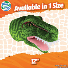 12" T-Rex Puppet - Dinosaur Stuffed Animal Puppets Toys for Kids, Soft Plush Dino Puppet, Dinosaur Birthday Party Roleplay, (Green 12")
