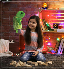 DolliBu Sea Turtle Hand Puppet - Super Soft Stuffed Animal Hand Puppets for Kids, Educational Hand Puppet Plush Toy for Kids and Adults, Ocean Life Animal Puppet for Teaching and Puppet Show - 10 Inch