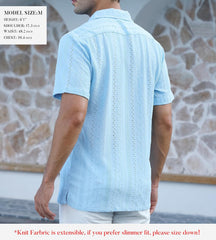 Damipow Mens Casual Button Down Shirts Short Sleeve Fashion Vacation Beach Shirts