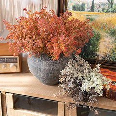 Artificial Flowers Fake Flower,Simulated Green Plants Long Stem Plastic Artificial Weeds Fake Plants Bouquet Home Office Table Garden Decoration Beige