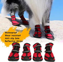 4Pcs Dog Boots, Soft Dog Outdoor Shoes Dog Protector with Reflective Strips for Small Medium Large Dogs (XXL)