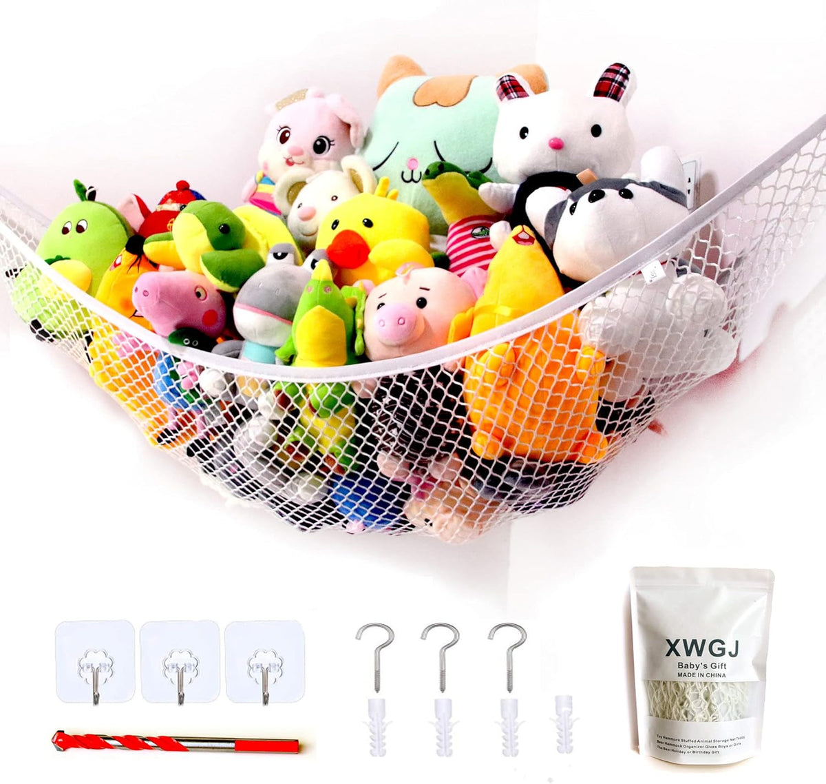 Stuffed Animal Net or Hammock, Toy Hammock, Teddy Bear Hammock, There are 25 Rubber Bands in The Elastic of Our Stuffed Animal Storage Net!