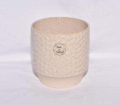 New 5.25" Dimpled Beige with Brown Flecks Hand Made Planter Plant Pot