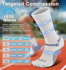 Bigant Boys Socks Cushioned Compression Athletic Crew Socks Running Arch Support for 4-12 Years Old Gilrs Kids Youth 4 Pairs