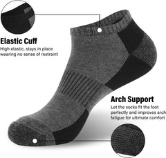 COOPLUS 12 Pack Mens Cushioned Ankle Socks, Low Cut Breathable Casual Socks (Shoe Size 6-11)
