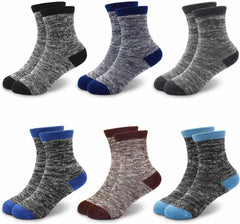 Kids Thick Socks 6 Pairs Toddler Boys Girls Hiking Warm Socks Soft Thermal Cozy Crew Socks for Children Aged 3-14